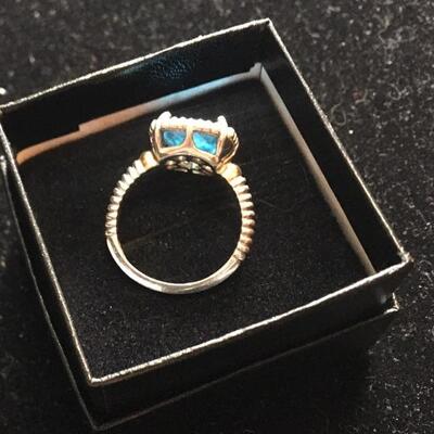 Sterling Ring with Large Aquamarine 6 carat Stone. Size 7. LOT 31