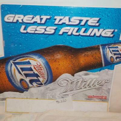 " Metal/  Miller Lite Beer sign 46in x 33 in. ."