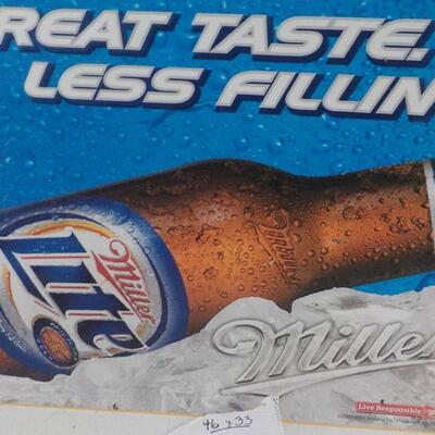 " Metal/  Miller Lite Beer sign 46in x 33 in. ."