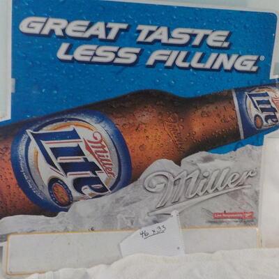 " Metal/  Miller Lite Beer sign 46in x 33 in. ."