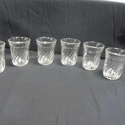 Lot 13 -  Fostoria Clear Glass 6pc Crystal Juice Glasses Tumblers 4