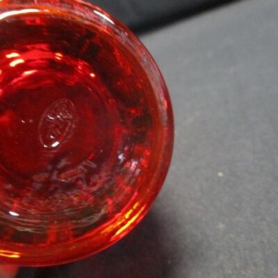 Lot 32 - Small Fenton Red Glass Vase - Marked On The Bottom