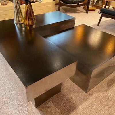 Milo Baughman Style Mid Century Modern Sculptural Coffee Table Modular Set