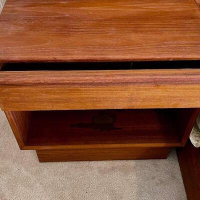 Danish Mid Century Modern Teak Platform Bed w/ Nightstands