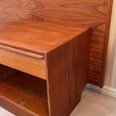 Danish Mid Century Modern Teak Platform Bed w/ Nightstands