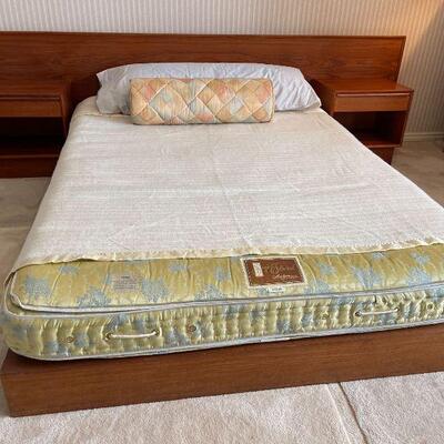 Danish Mid Century Modern Teak Platform Bed w/ Nightstands