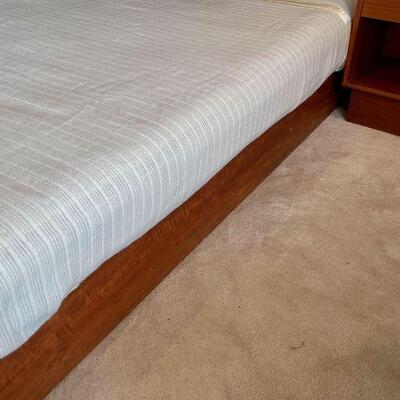 Danish Mid Century Modern Teak Platform Bed w/ Nightstands