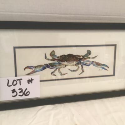 B - 336 Signed Watercolor of Blue Crab by Carol Freas  
