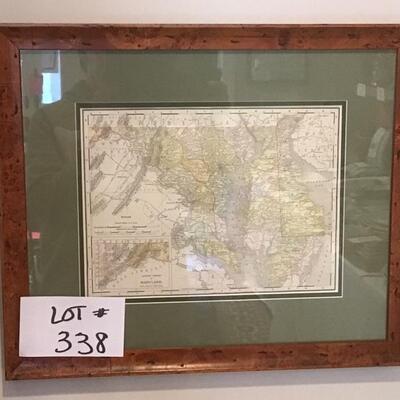 B - 338 Framed Maryland Map in Beautiful Wood Frame 
