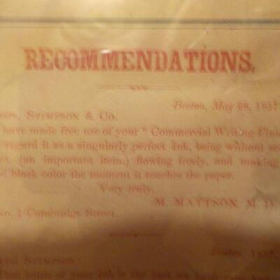 " Stimpson's Commercial Writing Fluid". approx. 1850's.