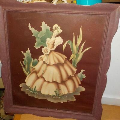 " Vintage 1920's linen Art work."