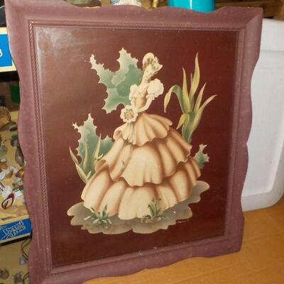 " Vintage 1920's linen Art work."