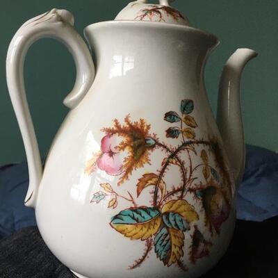 Antique French Porcelain Teapot and Rice Bowl