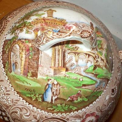 " landscape design Soup Taurine and ladle by W.R. Midwinter England.