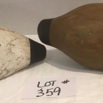 B - 359. 2 Wooden Decoys ( stamped J.A.B. )