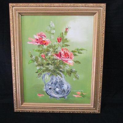 Lot 74 - Floral Arrangement & Vase - Oil Painting 20