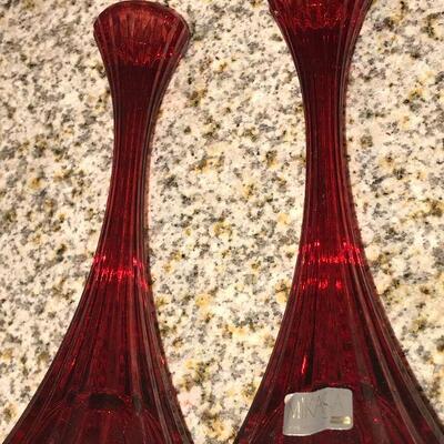 Mikasa Red Crystal candlesticks