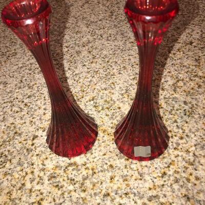 Mikasa Red Crystal candlesticks