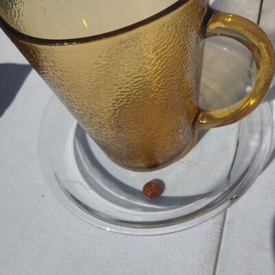 Glass pitcher and plate