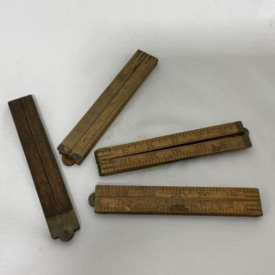 -162- VINTAGE | 4 Four-Fold Woodworking Rulers | Boxwood