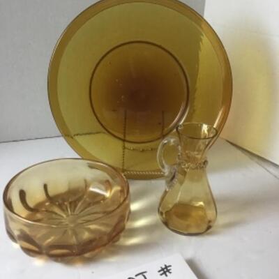 D - 416  Antique Amber Glass Lot 