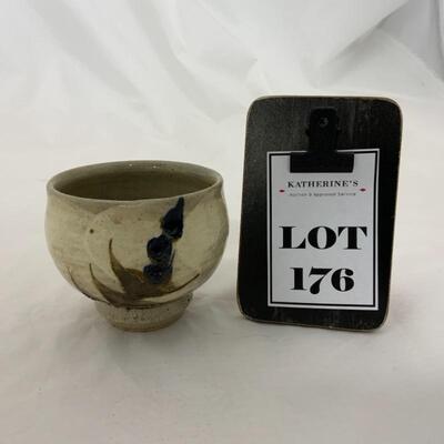 -176- Footed Art Pottery | Unsigned | Wildflower | Cup | Bud Vase