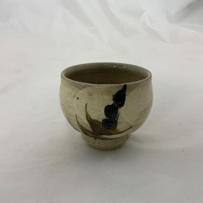 -176- Footed Art Pottery | Unsigned | Wildflower | Cup | Bud Vase