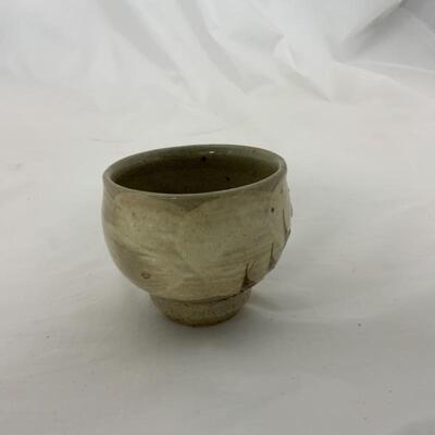 -176- Footed Art Pottery | Unsigned | Wildflower | Cup | Bud Vase