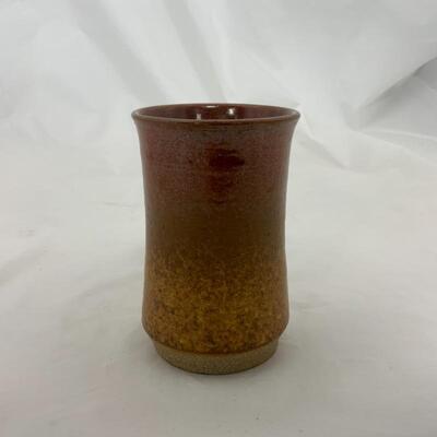 -177- Hand-Made Art Pottery Tumbler | Vase | Orange Sunset