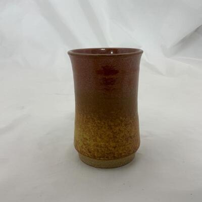 -177- Hand-Made Art Pottery Tumbler | Vase | Orange Sunset