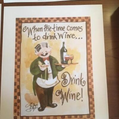 D - 434  Collection of Fun Wine Art Prints 