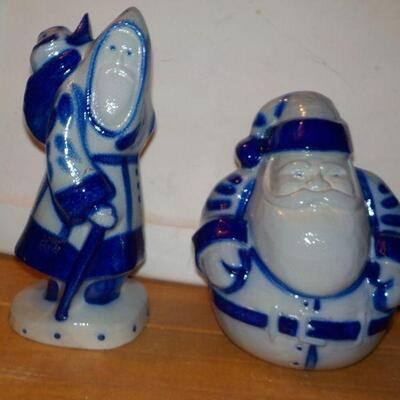 " Eldreth Pottery Cobalt Salt Glazed Santa" ( 2 ).
