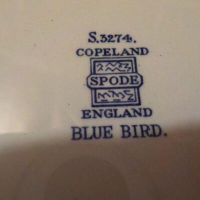 " Copeland Spode England", Blue Bird 8 in. plate. 1960's S & P shakers.