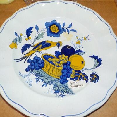" Copeland Spode England", Blue Bird 8 in. plate. 1960's S & P shakers.