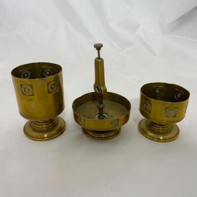 -182- VINTAGE | Brass Smoking Set | Snuffer | Engraved | 15â€ Tray