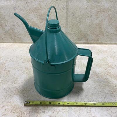 -188- VINTAGE | Small Metal Teal Gas Can | Kerosene | Half Gallon