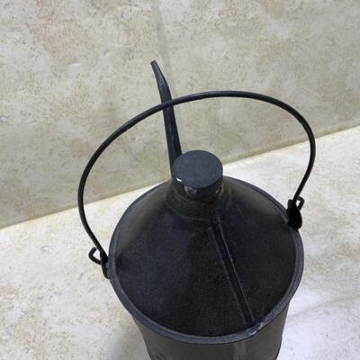 -189- VINTAGE | Small Metal Gas Can | Off-Set Handle | Half-Gallon