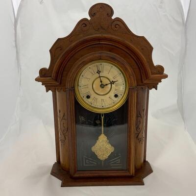 -192- ANTIQUE | Gingerbread Mantle Clock | Gilbert