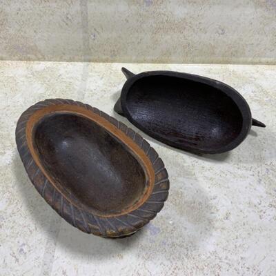-194- Wood Hand-Carved Covered Chicken
