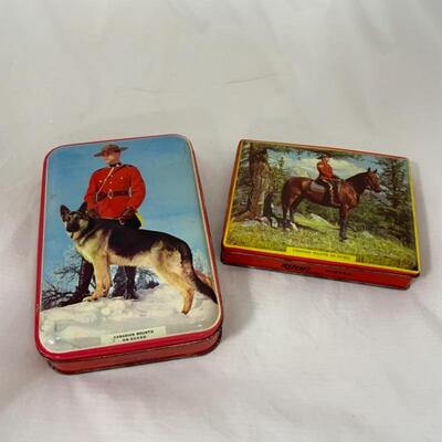 -199- VINTAGE | Rileyâ€™s Toffee Tins | Canadian Mountie | Halifax, England