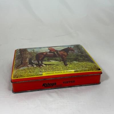-199- VINTAGE | Rileyâ€™s Toffee Tins | Canadian Mountie | Halifax, England