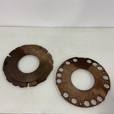 -215- FARM FRESH | Two Large Cast Iron Gears | Industrial