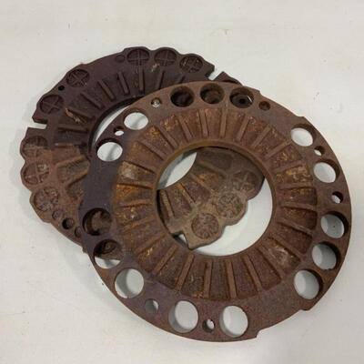 -215- FARM FRESH | Two Large Cast Iron Gears | Industrial