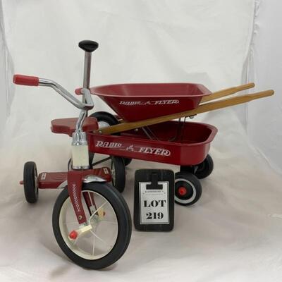 -219- Three Childrenâ€™s Miniature Radio Flyer Toys