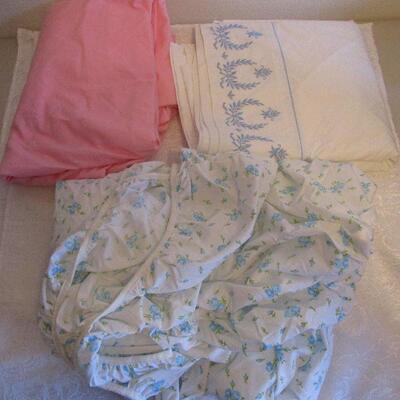 #10 Two Full Size Fitted Sheets and One Flat Sheet