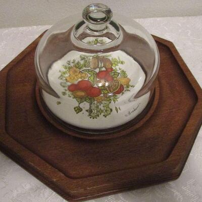#16 Vintage Cheese Tray with Glass Dome