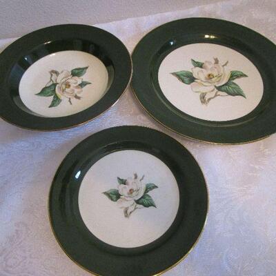 #30 Homer Laughlin Nautilus Jade Rose Dishes, great condition