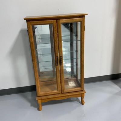 -221- Double-Door Glass Shelf Cabinet 