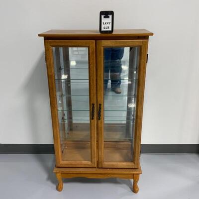 -221- Double-Door Glass Shelf Cabinet 