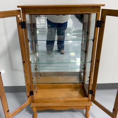 -221- Double-Door Glass Shelf Cabinet 